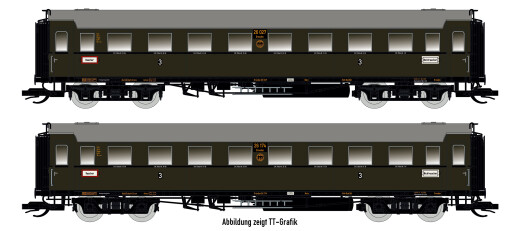 Saxonia 87179 - H0 2er Set Personenwagen C4&Uuml; Sa 07 m. Beleuchtung, DRG Ep.II - DC/DCC