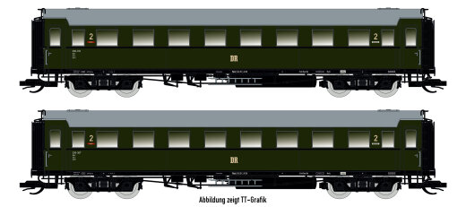 Saxonia 87183 - H0 2er Set Personenwagen C4&Uuml; Sa 07 m. Beleuchtung, DR Ep.III - DC/DCC