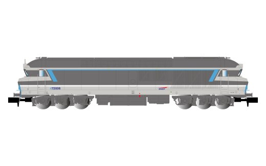 Arnold HN2653S - N SNCF, Diesellokomotive CC 72006 in &bdquo;Multiservice&ldquo;-Farbgebung mit rotem SNCF-Logo auf einer Frontseite, Ep. V, mit Sounddecoder