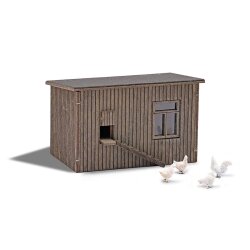 Busch 8877 -   TT    H&uuml;hnerstall mit H&uuml;hnern