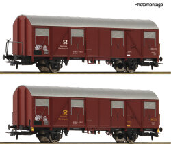 ROCO 6600248 - 2-tlg. Set: Gedeckte Postg&uuml;terwagen...