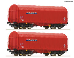 ROCO 6600226 - H0 2-tlg. Set: Schiebeplanenwagen NACCO...