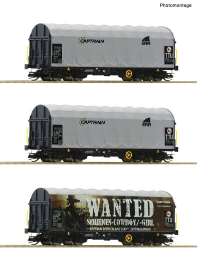 Roco 6680023 - TT 3er Set Schiebeplanenwagen Captrain Ep. VI