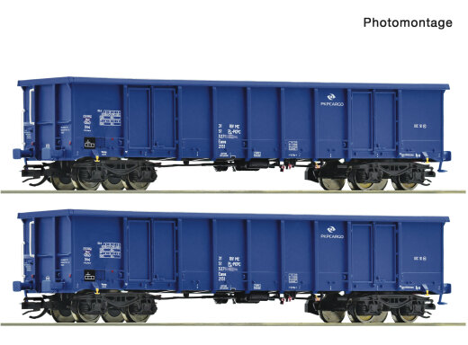 Roco 6680033 - TT 2er Set offene G&uuml;terwagen Eanos PKP Ep. VI