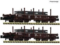 FLEISCHMANN 6660135 - N 2-tlg. Set: Schwerlast-Flachwagen...