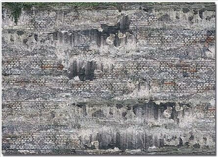 Busch 7415 - H0  TT    2 Dekoplatten &raquo;Verwitterte Industriesteinmauer&laquo;