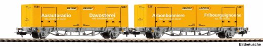 Piko 27748 - H0 2er Set Containertragwg. 2x 20 WP Post-Container CH-AAE VI