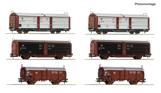ROCO 6600339 - Display: Rangierbahnhof/Schiebedach-/Schiebewandwagen 6-tlg. Display DB Ep.IV DC