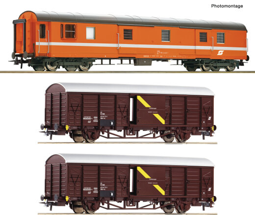 ROCO 6600294 - 3-tlg. Set: Postwagen "Postschnellzug" &Ouml;BB Ep.IVEp.V Dc