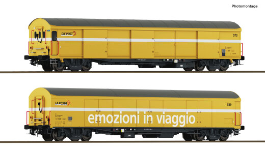 ROCO 6600243 - 2-tlg. Set: Paket-Postwagen Wascosa Ep.VI DC