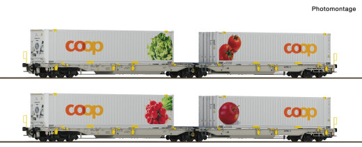 ROCO 6600322 - 2-tlg. Set 1: Doppeltaschen-Gelenkwagen T2000 RailCare Ep.VI DC