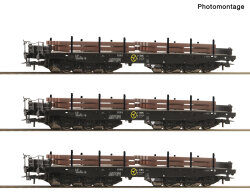 ROCO 6600263 - 3-tlg. Set: Schwerlast-Flachwagen NS Ep.IV DC