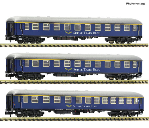FLEISCHMANN 6260078 - N 3-tlg. Set 1: Schnellzugwagen Suisse Train Bleu /VI DC