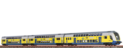 Brawa 64545 - N Doppelstock-Wagenset Metronom, 3er-Set (RE 3 Hamburg Hbf) Ep.VI