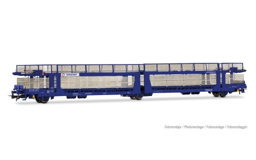 Electrotren HE6100 - H0 Transfesa, 3-achs. Autotransportwagen, Bauart Laeks 63C &bdquo;Hispanauto&rdquo;, blau