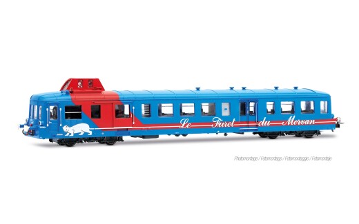 Jouef Loisirs HJ2624 - H0 CFTA, Dieseltriebwagen X 3876 &bdquo;Le Furet du Morvan&rdquo;, blau-roter Touristenzug