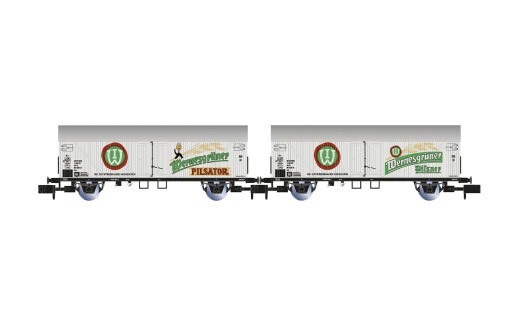 Arnold HN6749 - N DR, 2-tlg. Set 2-achs. Bierk&uuml;hlwagen &bdquo;Wernesgr&uuml;ner&rdquo;