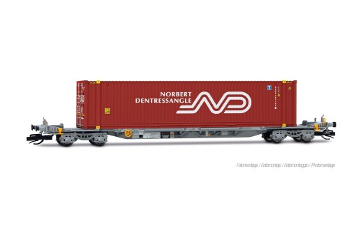 Arnold HN9766 - TT 4-achs. Containerwagen, graue Farbgebung, beladen mit 1 x 45-Container &bdquo;Norbert Dentressangle&ldquo;