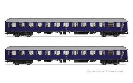 Rivarossi HR4415 - H0 DB, 2-tlg. Set Liegewagen Bcm 243, blaue Farbgebung