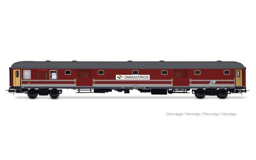 Rivarossi HR4431 - H0 FS, Gep&auml;ckwagen UIC-X 1970 ohne Sch&uuml;rzen, rot-graue Farbgebung, &bdquo;Omnia Express&rdquo;