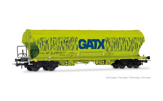 Rivarossi HR6690 - H0 D-GATX, 4-achs. Getreidesilowagen mit runden Seitenw&auml;nden, neongr&uuml;ne &bdquo;Getreide&rdquo;-Farbgebung mit gro&szlig;es &bdquo;GATX&rdquo;-Logo