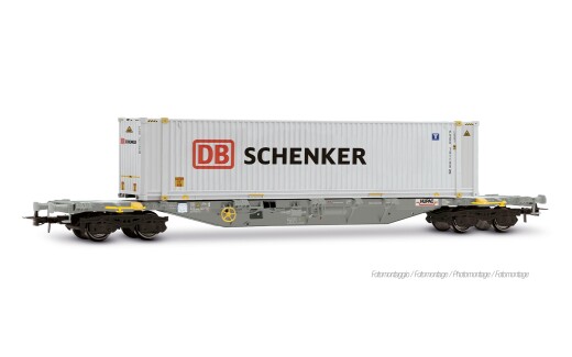 Rivarossi HR6703 - H0 4-achs. Containerwagen der Bauart Sgnss, graue Farbgebung, beladen mit 45-Container &bdquo;DB Schenker&rdquo;