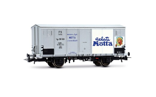 Rivarossi HR6711 - H0 FS, 2-achs. K&uuml;hlwagen Hgb, Metallaufbau, silberne Farbgebung &bdquo;Gelati Motta&ldquo;