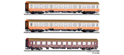 Tillig 70062 - H0 Reisezugwagenset &bdquo;Museums-St&auml;dteexpress Erfurter Bahnservice GmbH&ldquo; Teil 2, bestehend aus zwei Reisezugwagen Bmh, Bauart Halberstadt, und einem Liegewagen 2. Klasse, Bauart Halberstadt, Ep. VI