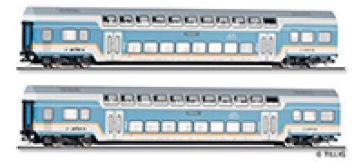 Tillig 01130 - TT Reisezugwagenset &bdquo;alex&ldquo; der DLB GmbH, bestehend aus zwei Doppelstockwagen DBpza 780, Teil 2, Ep. VI