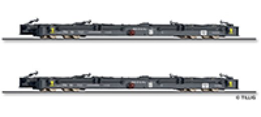 Tillig 05975 - H0e G&uuml;terwagenset der DR, bestehend aus zwei Schmalspur-Rollwagen Rf4, Ep. III