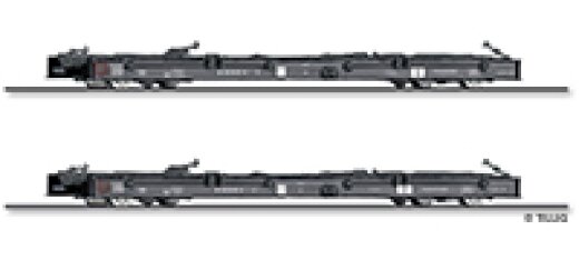 Tillig 15975 - H0m G&uuml;terwagenset der DR, bestehend aus zwei Schmalspur-Rollwagen Rf4, Ep. III