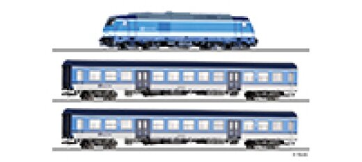 Tillig 01506 - TT Einsteiger-Set: Reisezug der ČD, bestehend aus Diesellokomotive &bdquo;TRAXX&ldquo; und zwei Reisezugwagen, Bauart Halberstadt, Ep. VI
