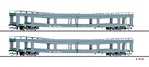 Tillig 01135 - TT Autotransportwagen-Set der DR, bestehend aus zwei Autotransportwagen DDm, Ep. IV