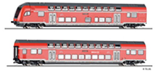 Tillig 01131 - TT Reisezugwagenset &bdquo;DB Regio&ldquo; der DB AG, bestehend aus einem Steuerwagen 1./2. Klasse DABpbzfa 767 und einem Doppelstockwagen DBpza 780, Teil 1, Ep. VI