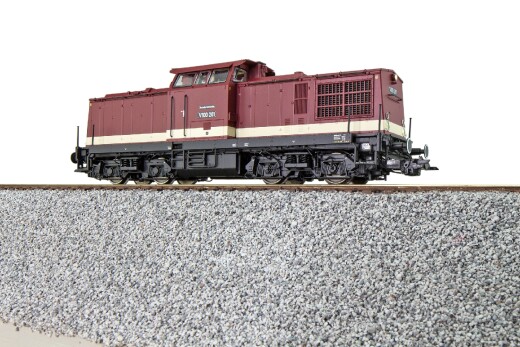 ESU 31760 - Diesellok, H0, V100 DR, V100 201 DR, altrot, Ep III, Vorbildzustand um 1969, LokSound, Rauch, Kupplung DC/AC