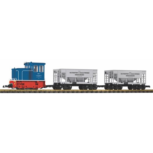 Piko 37151 -  G-Start Set Werkbahn Diesellok GE 25T mit 2 Sch&uuml;ttgutwagen 230V