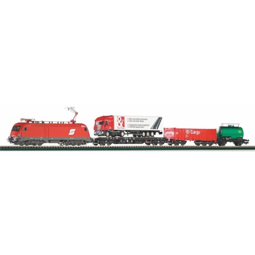 Piko 57177 - S-Set E-Lok &Ouml;BB Taurus + G&uuml;terwg. A-Gleis &amp; B V