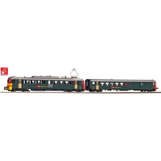 Piko H0 96837 - ~Set Triebwagen/Sound + Steuerwagen RBe 4/4 Seetal IV + PluX22 Dec