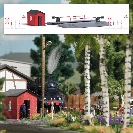 Busch 1396 - H0      Schrankenposten mit Bahnschranke