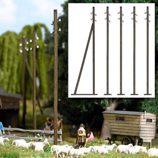 Busch 1569 - H0      F&uuml;nf Freileitungsmasten