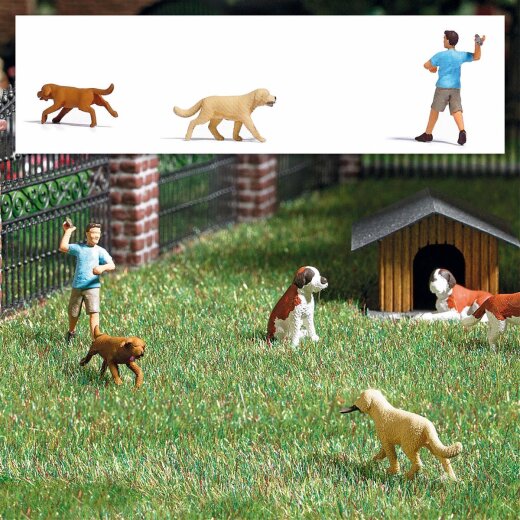 Busch 8858 -   TT    Action Set: Apportierspiel mit Hunden